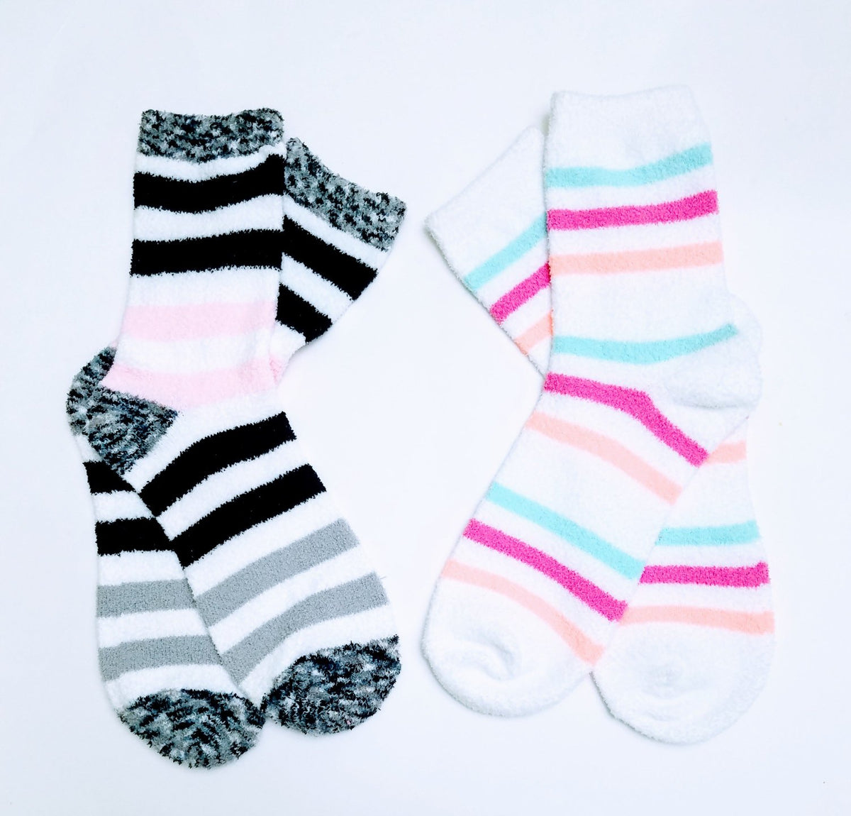 Rainbow Stripes Fuzzy Socks – Sock Harbor