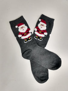 Santa Grey Christmas Crew Socks