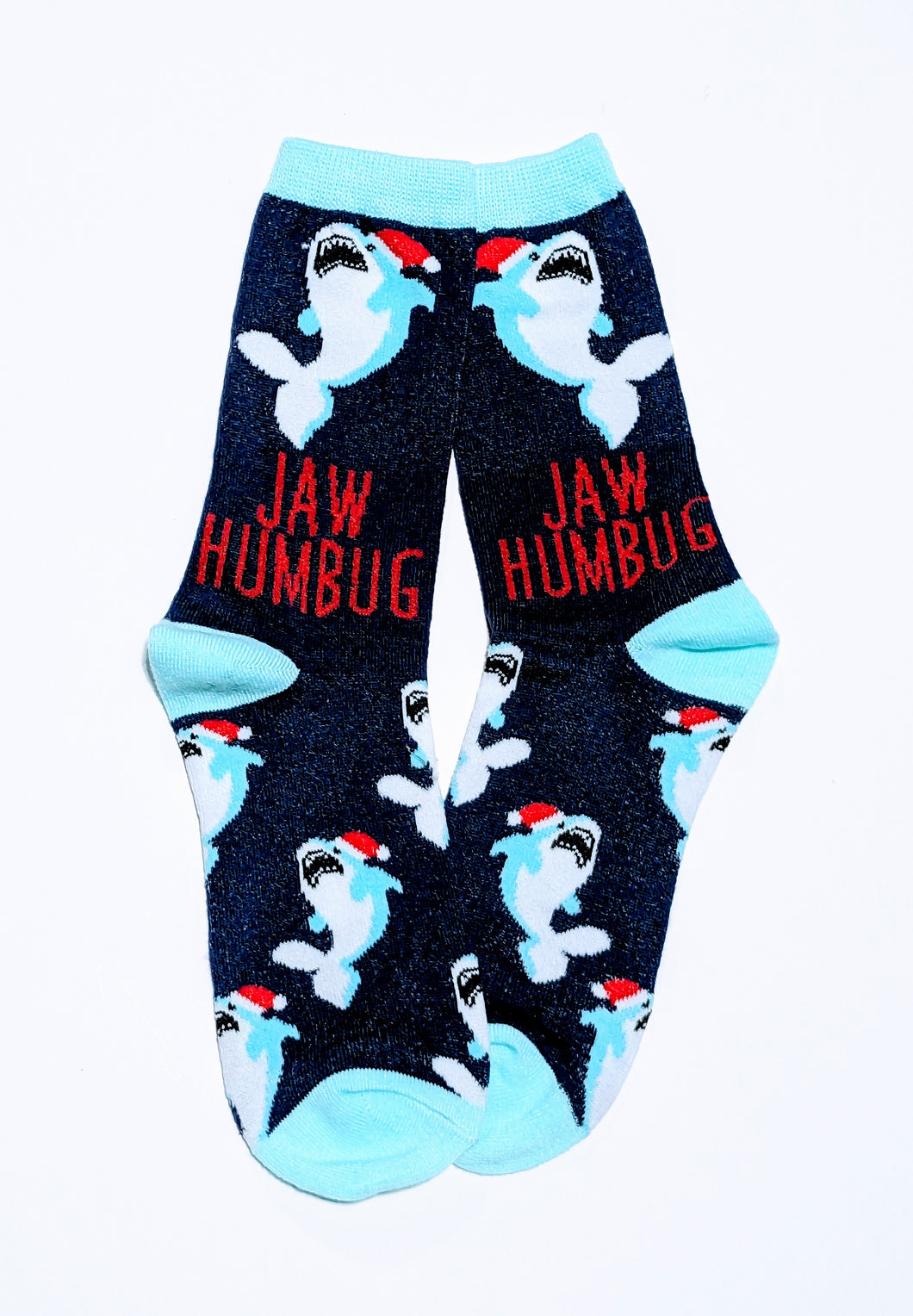 Christmas Shark Jaw Humbug Crew Socks