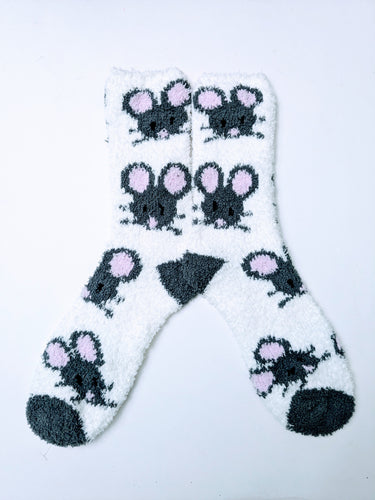 Fuzzy Mouse Crew Socks
