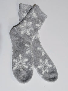 Fuzzy Snowflake Crew Socks