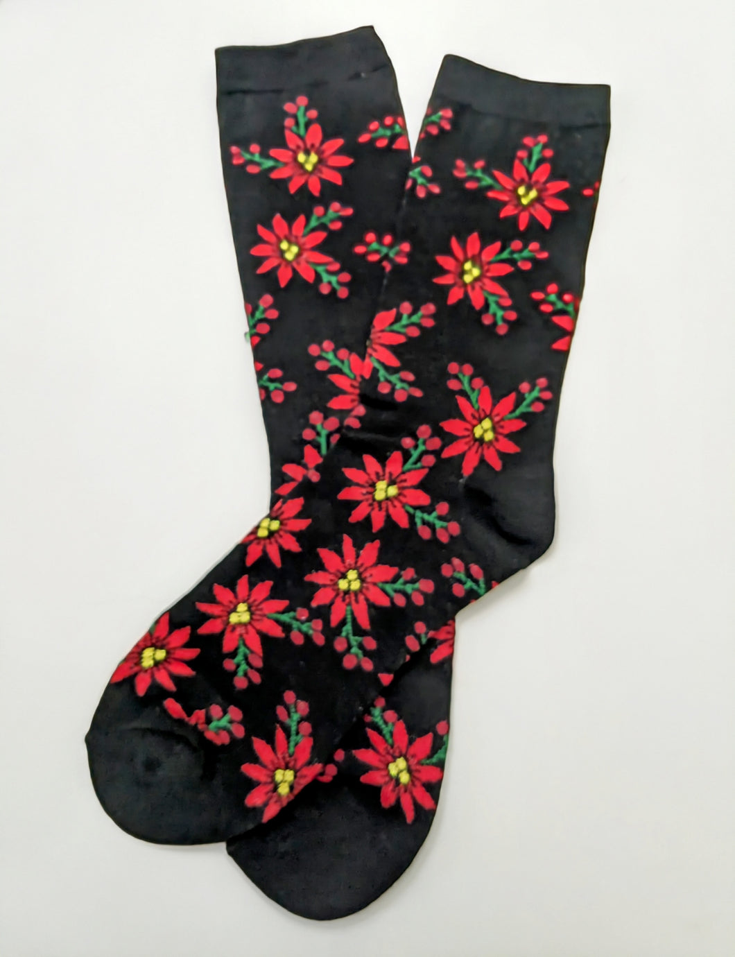 Poinsettia Flower Crew Socks