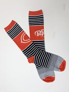 Chicago Bear Dr. Pepper Striped Crew Socks