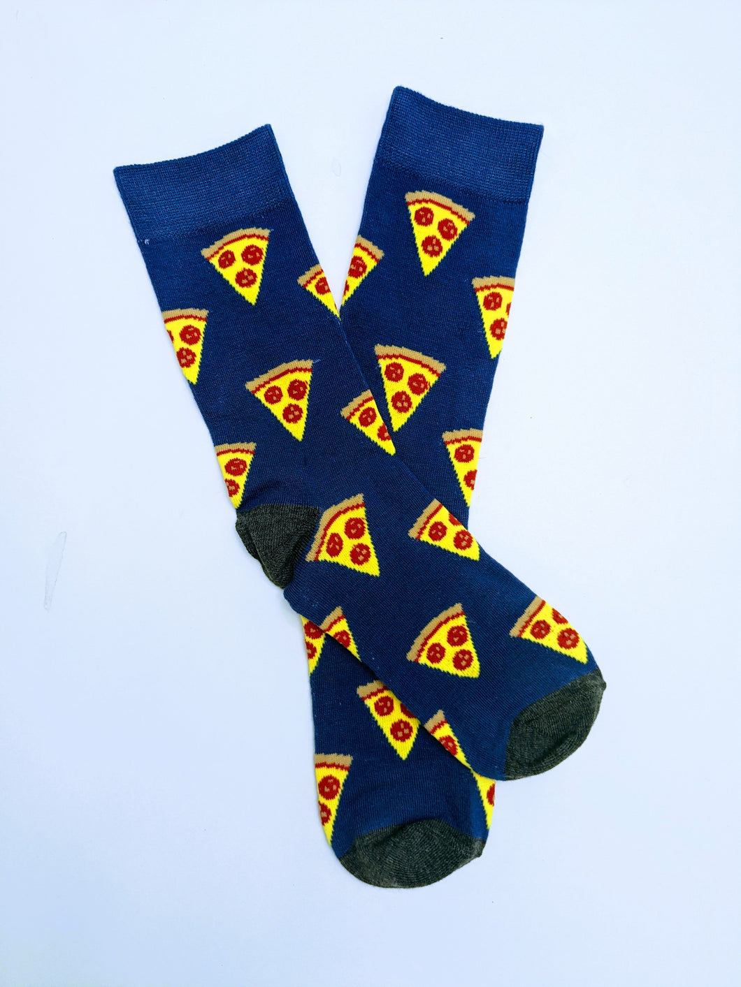 Pizza Navy Crew Socks