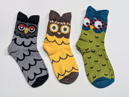 Owl Heads Low Crew Socks