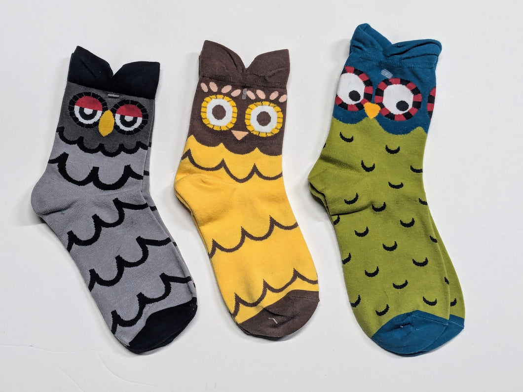 Owl Heads Low Crew Socks