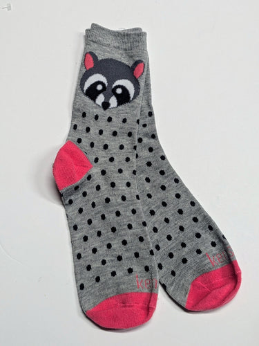 Raccoon Head Crew Socks