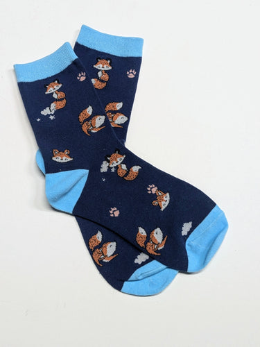 Fox Paw Print Crew Socks