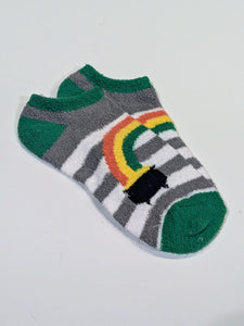 Fuzzy St. Patrick's Day Rainbow Pot of Gold Ankle Socks