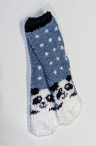 Fuzzy Panda Bear Crew Socks