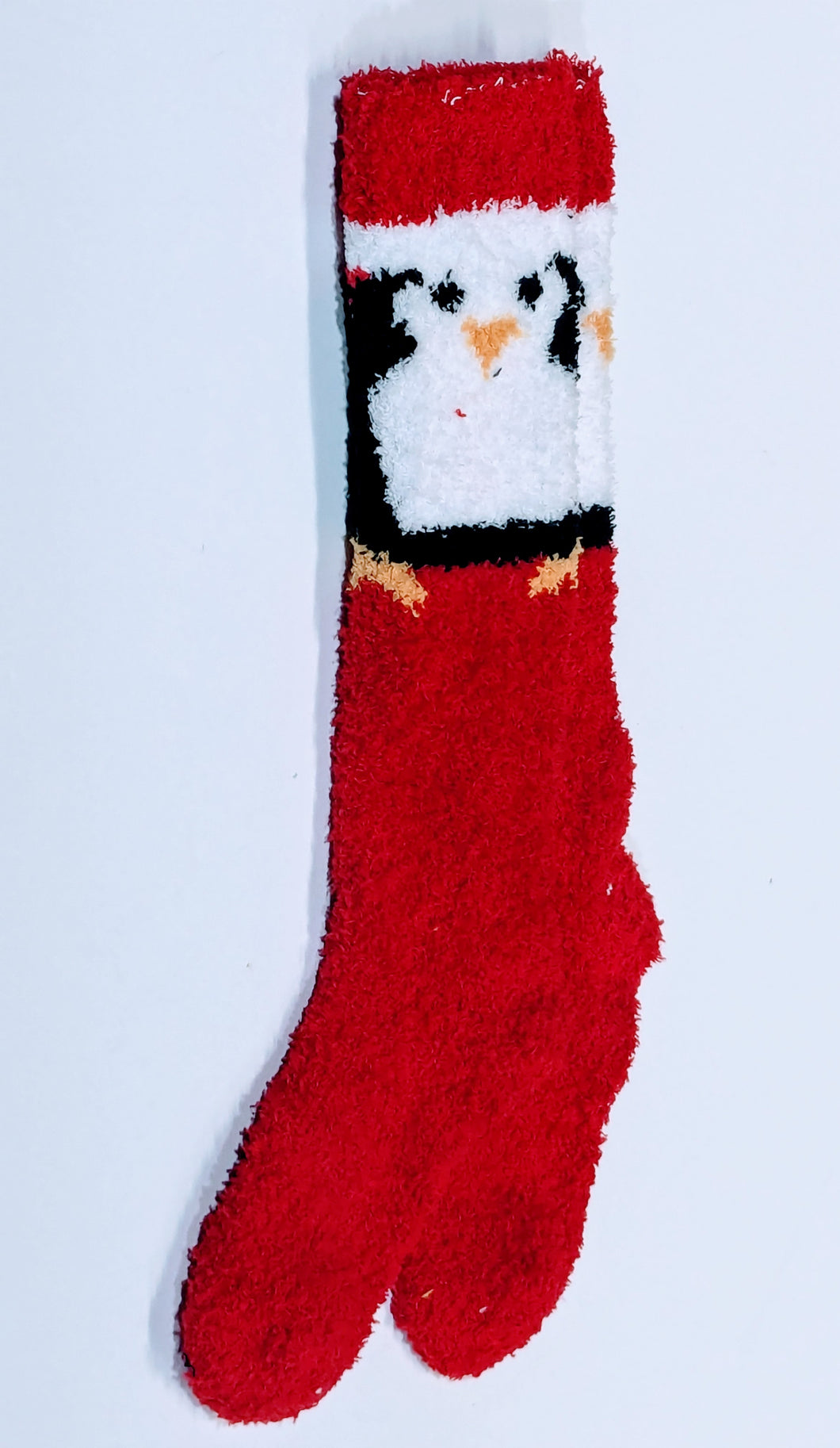 Fuzzy Christmas Penguin Knee High Socks