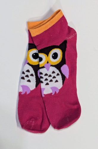 Owl Magenta Ankle Socks