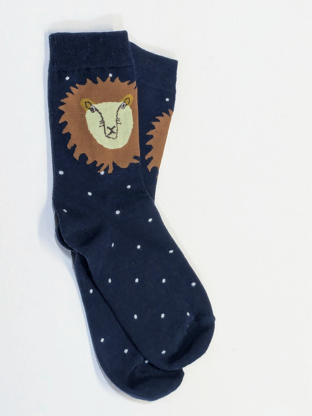 Lion Head Polkadot Crew Socks