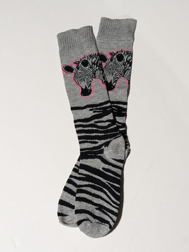 Zebra Grey Knee High Socks