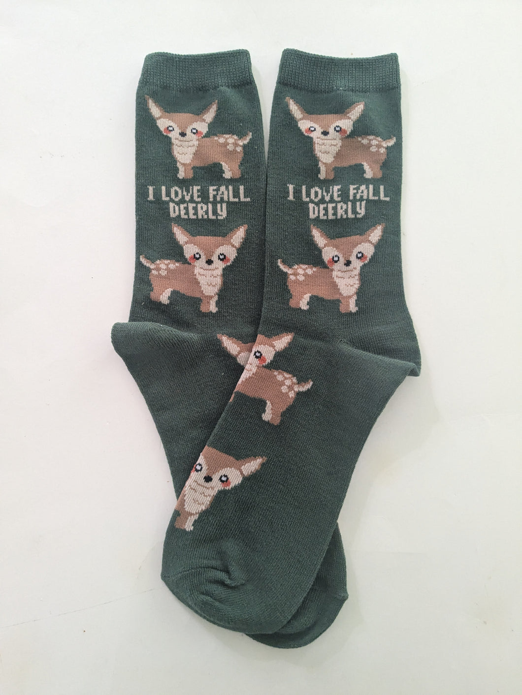 I Love Fall Deer Crew Socks