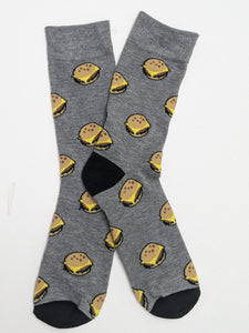 Cheeseburger Grey Crew Socks