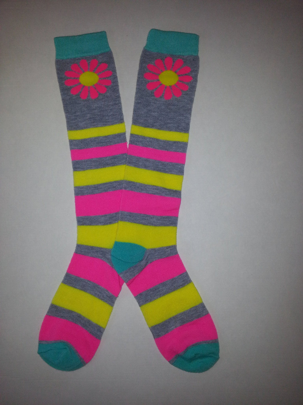 Flower w/ Stripes Knee High Socks