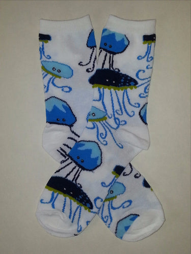 Jellyfish White Crew Socks