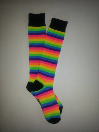 Neon Rainbow Knee High Socks