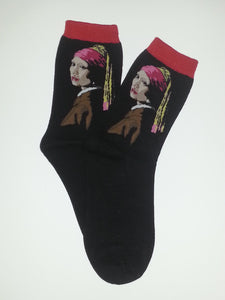 Girl with a Pearl Earring by Johannes Vermeer Crew Socks