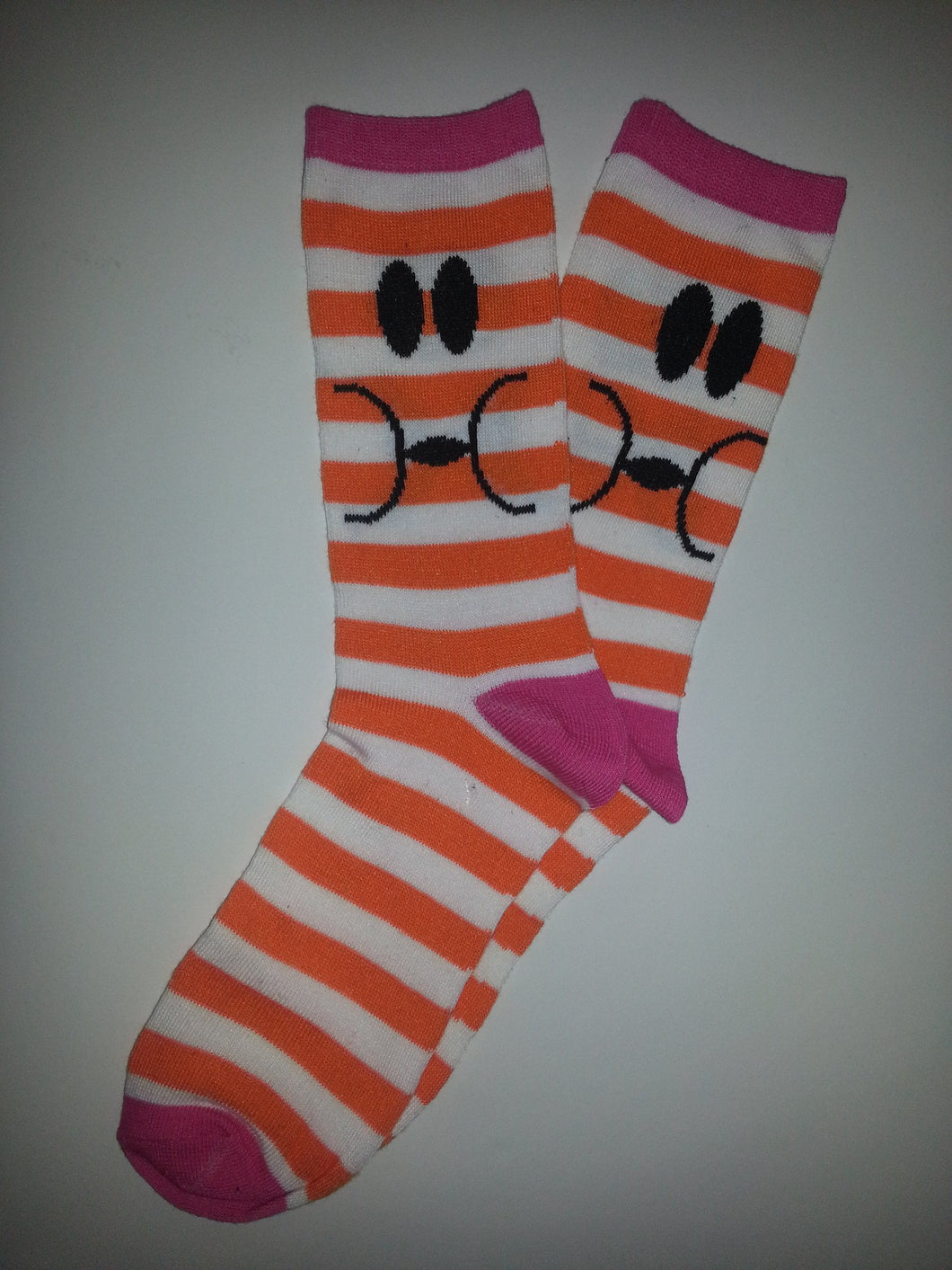 Orange Face Stripe Crew Socks