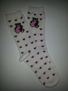 Teddie Bear Hearts Crew Sock