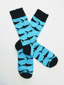 Shark Light Blue Crew Socks