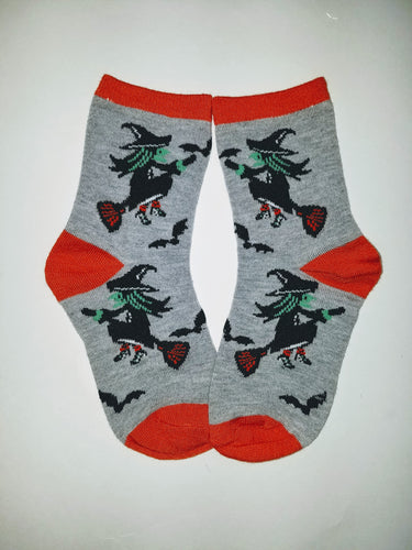 Witch Flying with Bats Crew Socks