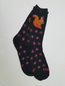 Squirrel Black Crew Socks