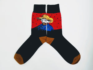 Vincent Van Gogh Black & Red Crew Socks