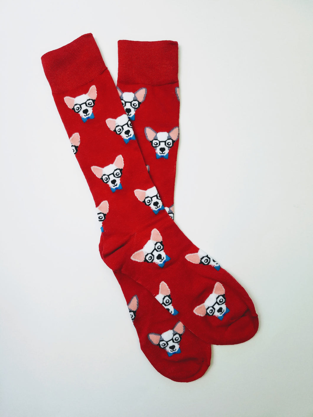 Dog with Glasses & Bow Tie Crew Socks