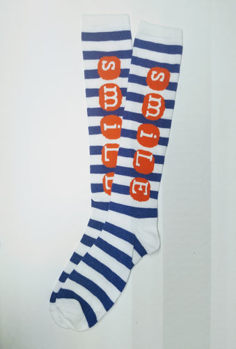 Smile Striped Knee High Socks