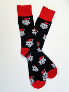 Cat w/ Santa Hat Crew Socks