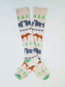 Forest Animals and Trees Knee High Socks
