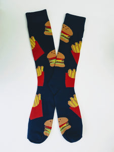 Burger & Fry Navy Crew Socks