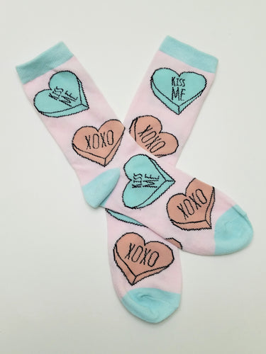 Be Mine Candy Heart Crew Socks