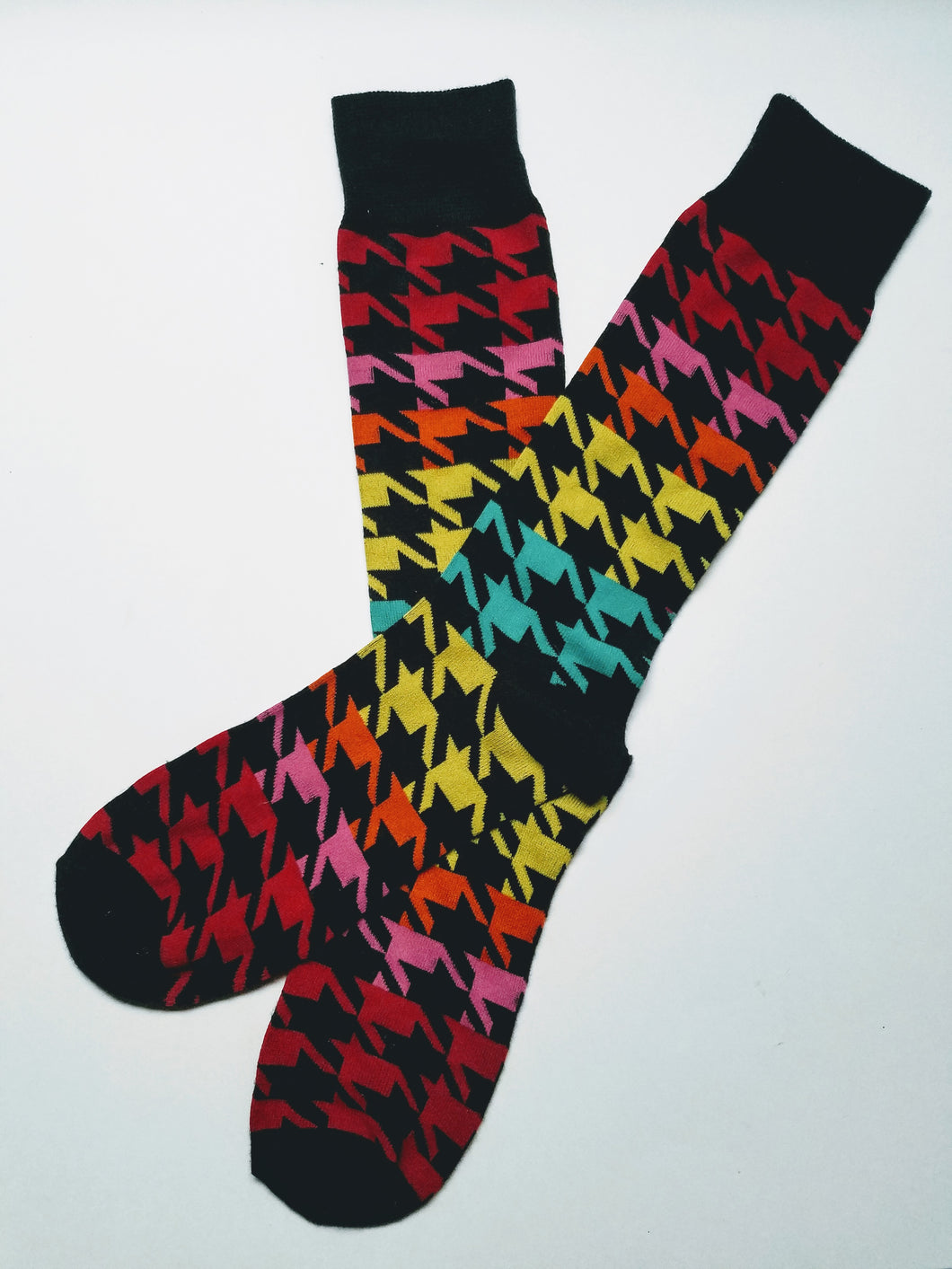 Colorful Houndstooth Crew Socks