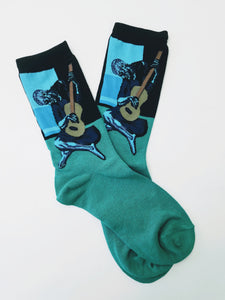 The Old Guitarist (In Teal) by Pablo Picasso Crew Socks