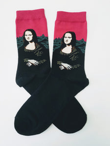 Mona Lisa (with Pink) by Leonardo da Vinci Crew Socks