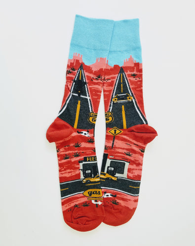 Route 66 Motorcycle and Car Road Tight Crew Socks