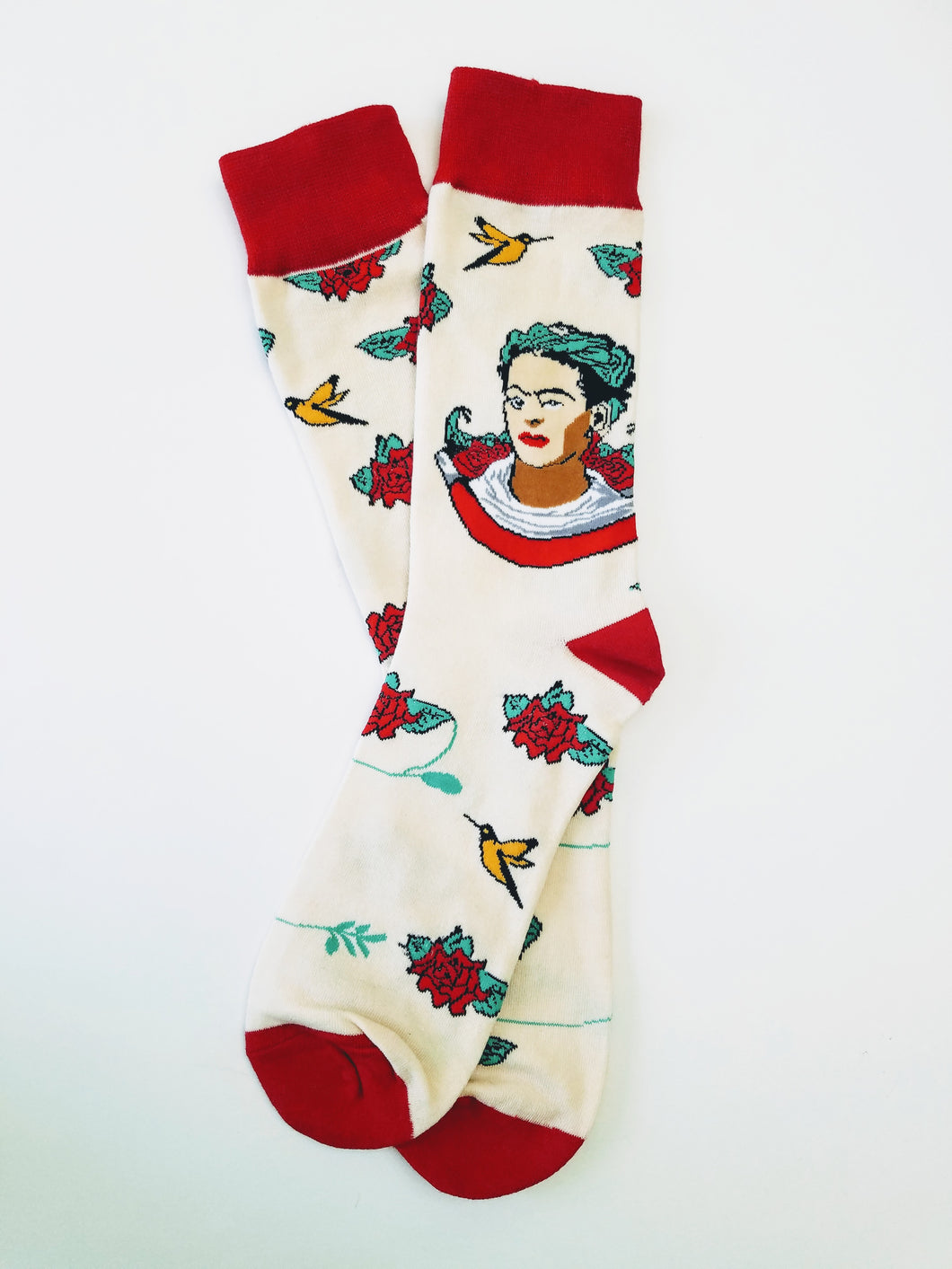 Frida Kahlo Tan Rose Crew Socks