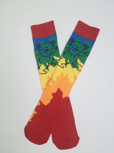 Greatful Dead Bear Rainbow Crew Socks