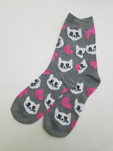 Cat Heart Crew Socks