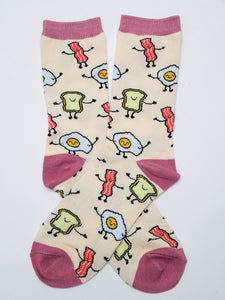 Eggs Toast and Bacon Character Crew Socks
