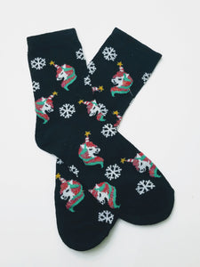 Unicorn Snowflake Crew Socks