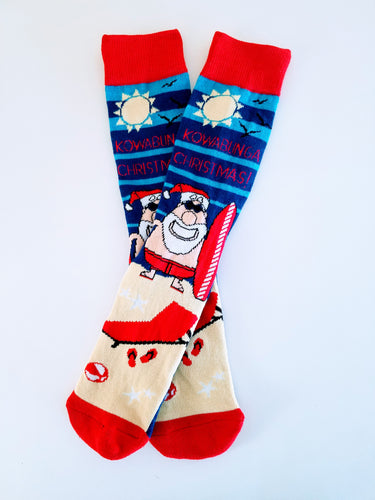 Santa Surf Crew Socks