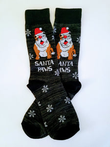 Santa Bulldog Paws Crew Socks