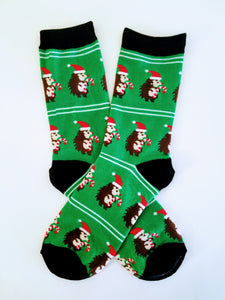 Hedgehog Santa Crew Socks