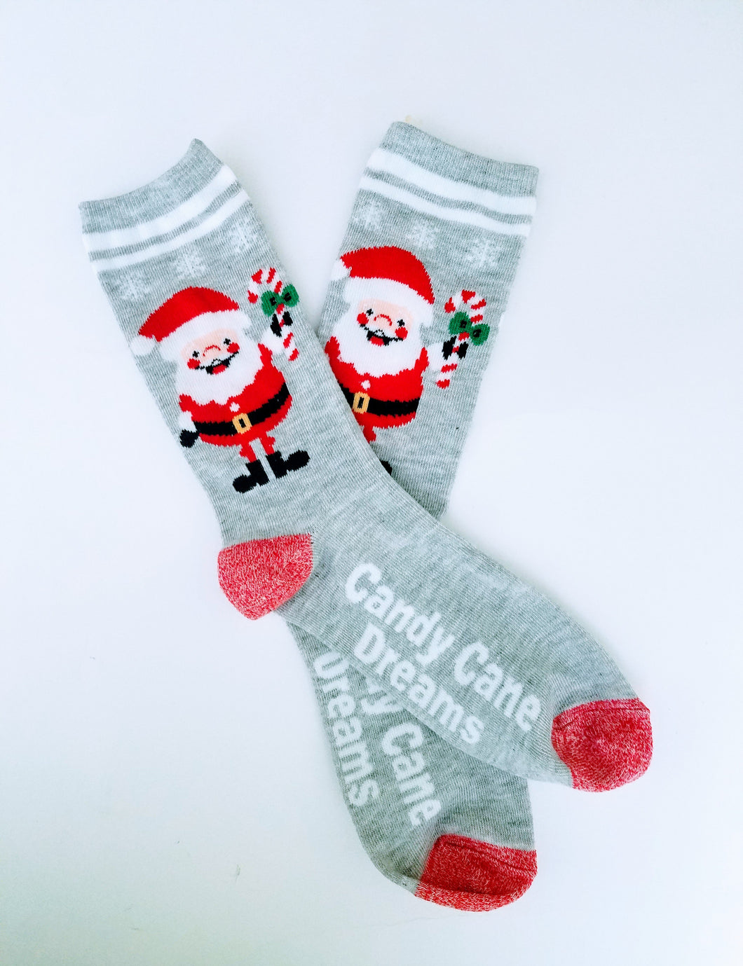 Santa Candy Cane Dreams Crew Socks