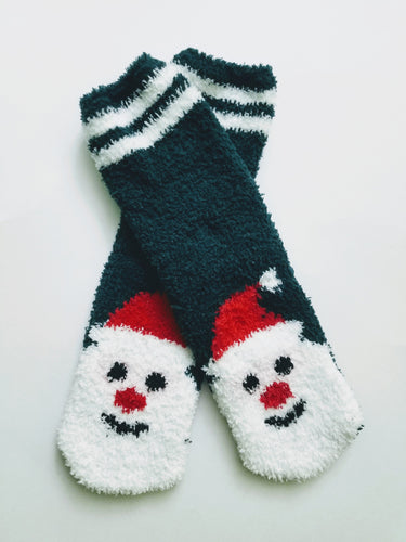 Fuzzy Striped Santa Crew Socks